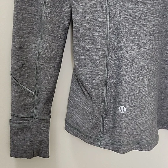 LULULEMON LUNO SIGNATURE UNIQE THUMB HOLE YELLOW ZIP WORKOUT COMFY GRAY-JACKET - Picture 12 of 16
